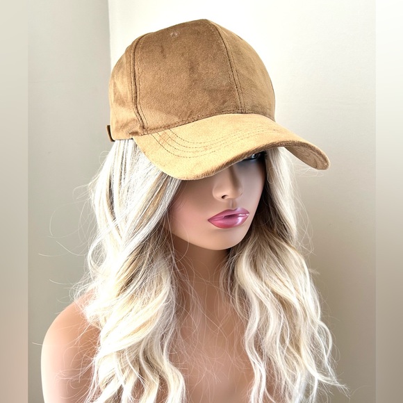 Velvet Baseball Cap in Camel with Adjustable Strap- New! - Picture 3 of 12